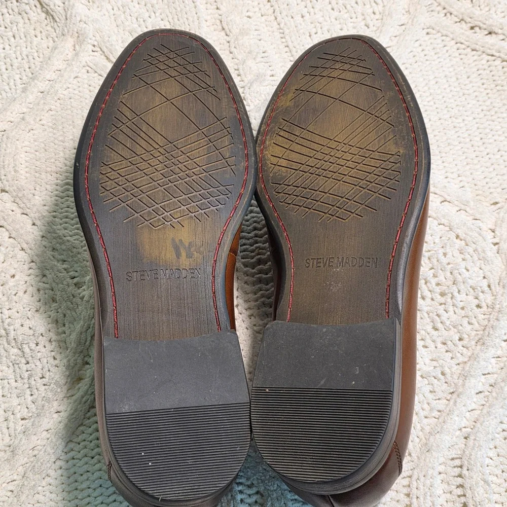 Steve Madden Adair Loafers Brown Brushed Leather Buckle Detail Mens 11M‎ NEW